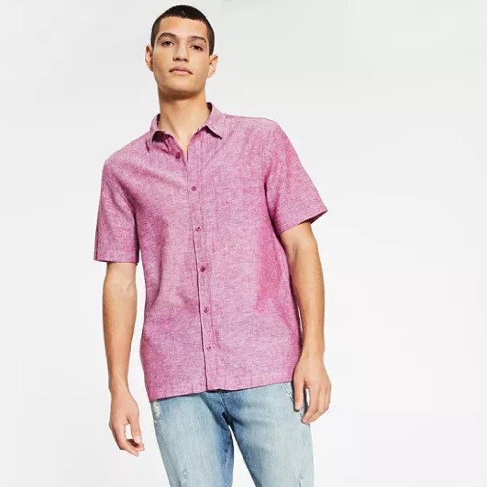 Sun + Stone Men's Declan Regular-Fit Linen/Cotton Shirt